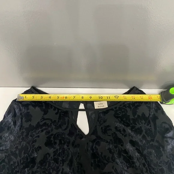 Velvet Burn Out Black/Blue Chiffon Tiered Midi Dress W/Slip Sheer Oversized L - Picture 12 of 17